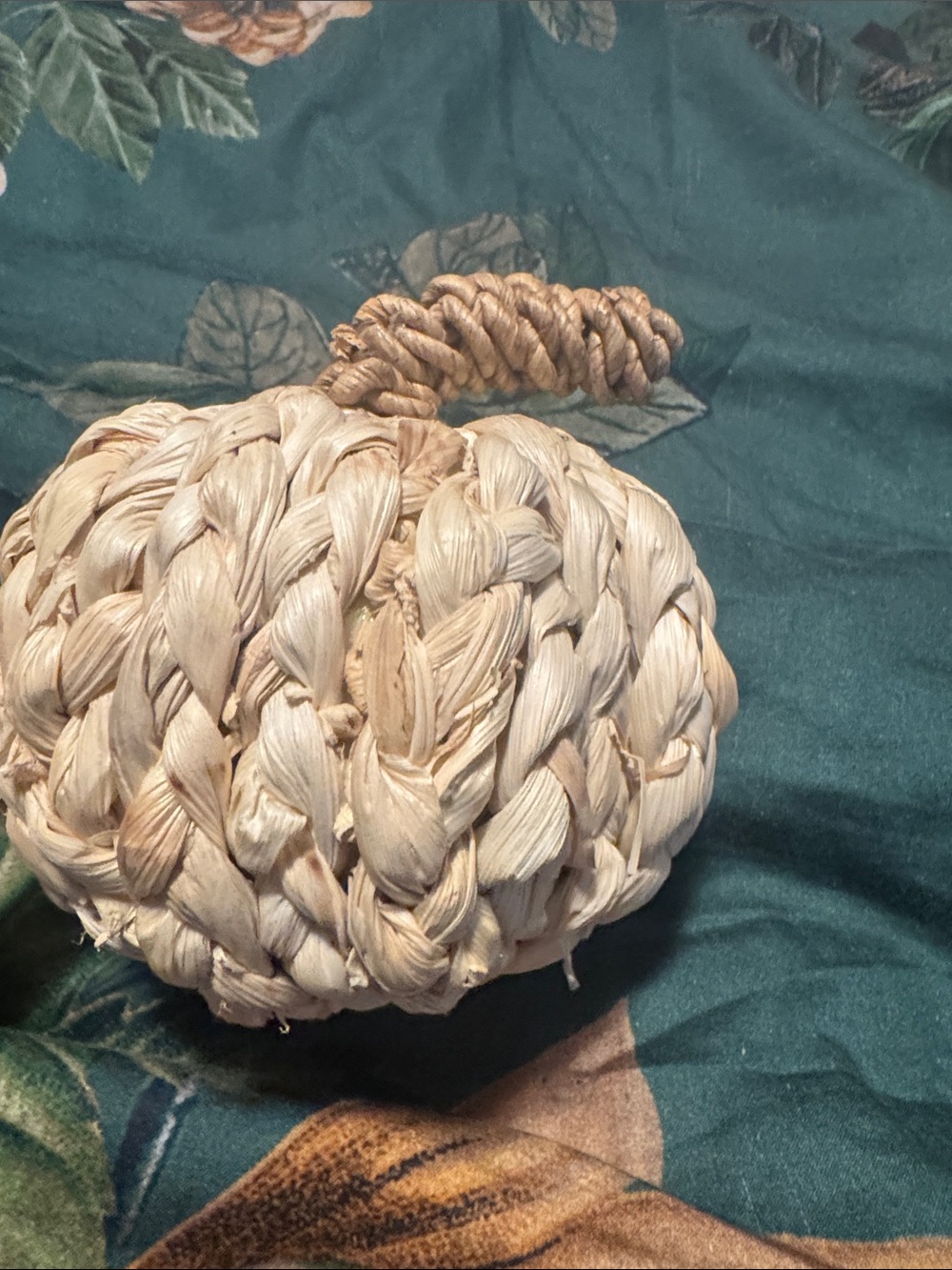 Natural Woven Decorative Pumpkin - Beige Home Art Accent